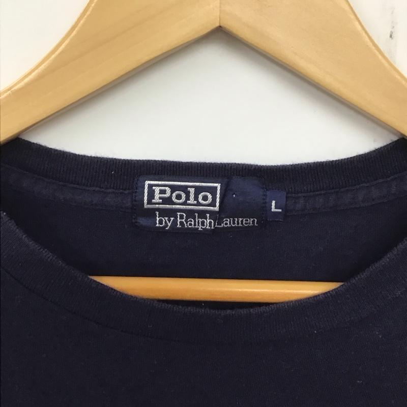 ポロバイラルフローレン Polo by RALPH LAUREN Tシャツ 半袖 半袖カットソー プリントTシャツ クルーネックカットソー L ロゴ、文字 紺 / ネイビー /  メンズ USED 古着 中古 10133196