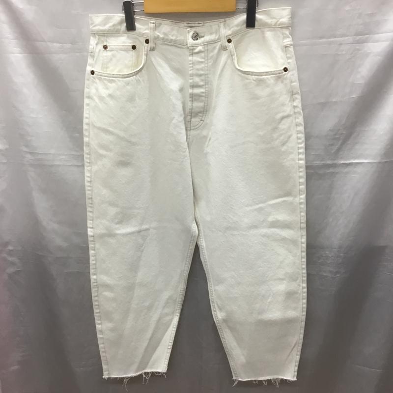 ザラ ZARA パンツ デニム、ジーンズ デニムパンツ ストレートパンツ ワイドパンツ カジュアルパンツ 切りっぱなし 44インチ 無地 白 / ホワイト /  メンズ USED 古着 中古 10120256