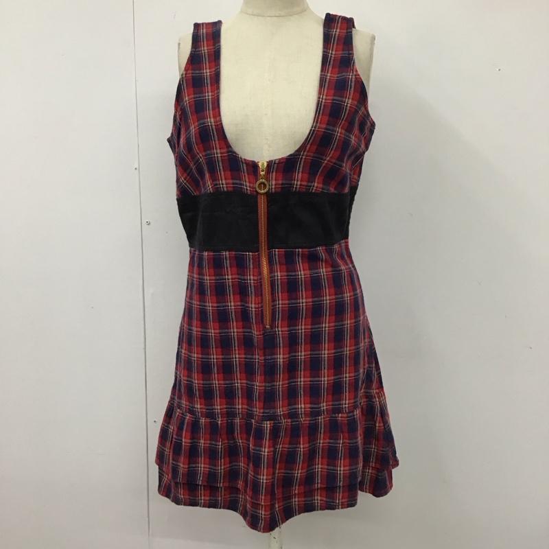 トミー ジーンズ TOMMY JEANS ワンピース ミニスカート 224-913204-720 Uネック ノースリーブ フリル M チェック マルチカラー / マルチカラー /  レディース USED 古着 中古 10115473