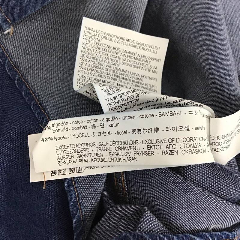 ザラメン ZARA MAN シャツ、ブラウス 長袖 長袖シャツ 無地シャツ ノーカラーシャツ デニムシャツ S ワンポイント 青 / ブルー /  メンズ USED 古着 中古 10135471