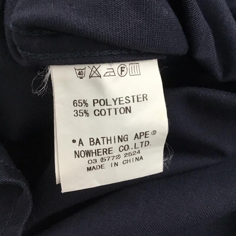 ベイプ BAPE シャツ、ブラウス 長袖 長袖シャツジャケット ミリタリーシャツ L ロゴ、文字 紺 / ネイビー /  メンズ USED 古着 中古 10140492