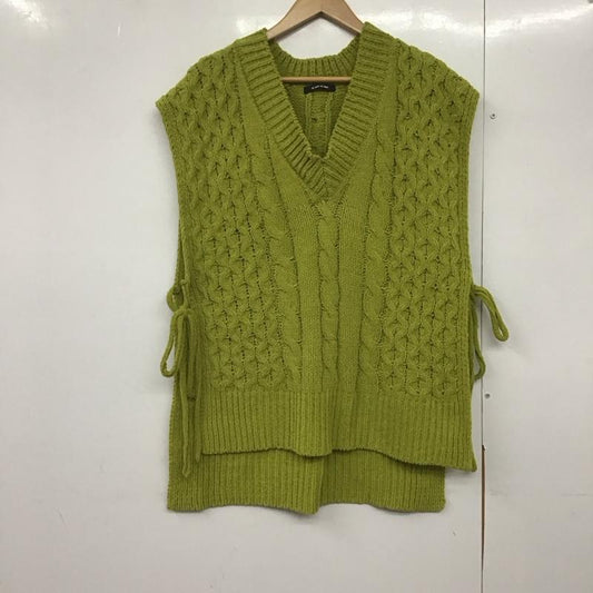 アズノゥアズピンキー AS KNOW AS PINKY ベスト ベスト ニットベスト ノースリーブカットソー プルオーバー Vネック 無地 黄緑 / イエローグリーン /  レディース USED 古着 中古 10143711