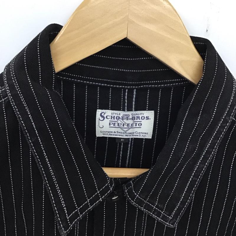 ショットブロス SCHOTT BROS. ジャケット、上着 ジャケット、ブレザー 3122066 ショットオールドヒッコリーデニムジャケット アウター L ストライプ 黒 / ブラック /  メンズ USED 古着 中古 10134373