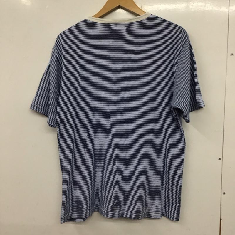 サニースポーツ SUNNY SPORTS Tシャツ 半袖 ヘンリーネック L ボーダー柄 白 / ホワイト / X 水色 / ライトブルー /  メンズ USED 古着 中古 10134846