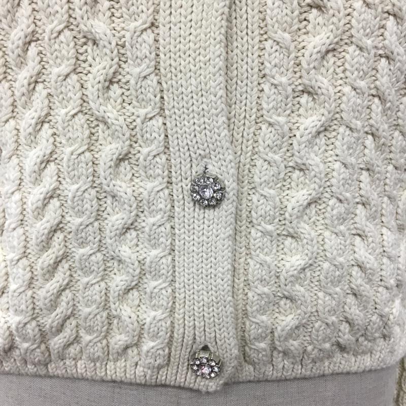ザラ ZARA カーディガン 長袖 5802 033 712 クルーネック ビジュー S 無地 オフホワイト / オフホワイト /  レディース USED 古着 中古 10118370