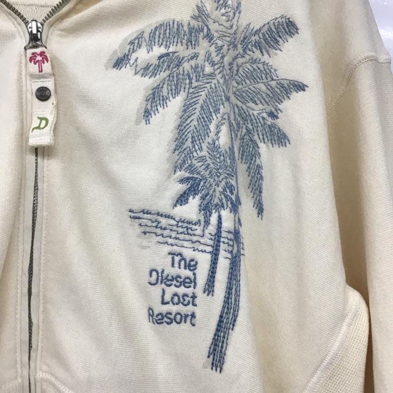 ディーゼル DIESEL パーカー 長袖 長袖パーカー ジップアップパーカー スウェット L 刺繍 オフホワイト / オフホワイト /  メンズ USED 古着 中古 10144615