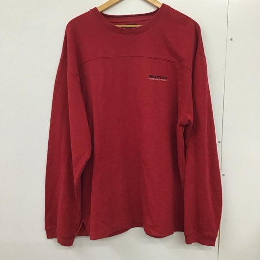 ノーティカ NAUTICA トレーナー 長袖 長袖スウェット カットソー クルーネック XL ロゴ、文字 赤 / レッド /  メンズ USED 古着 中古 10132269