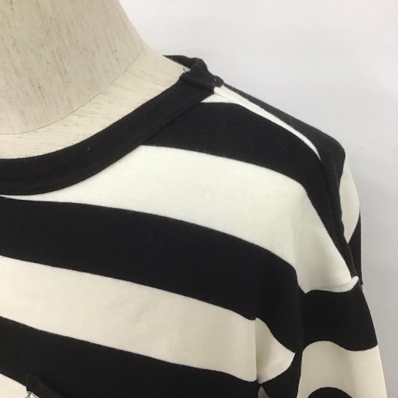 イーブルアクト EVILACT カットソー 長袖 長袖カットソー クルーネックカットソー ボーダー長袖Tシャツ L ボーダー柄 白 / ホワイト / X 黒 / ブラック /  メンズ USED 古着 中古 10107138