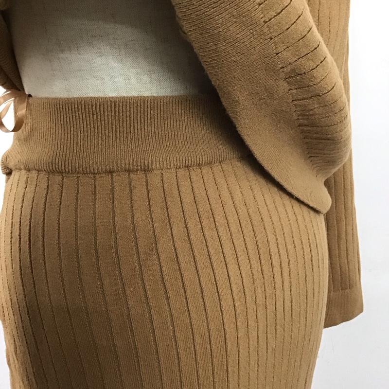 リエンダ rienda ワンピース ロングスカート 110CA173-1510 Front carde in Knit OP Vネック タグ付き M 無地 ベージュ / ベージュ /  レディース USED 古着 中古 10121111