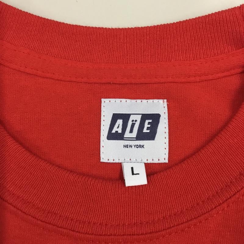 エーアイイー AIE Tシャツ 長袖 ロンT バックプリント M ロゴ、文字 赤 / レッド /  メンズ USED 古着 中古 10112372