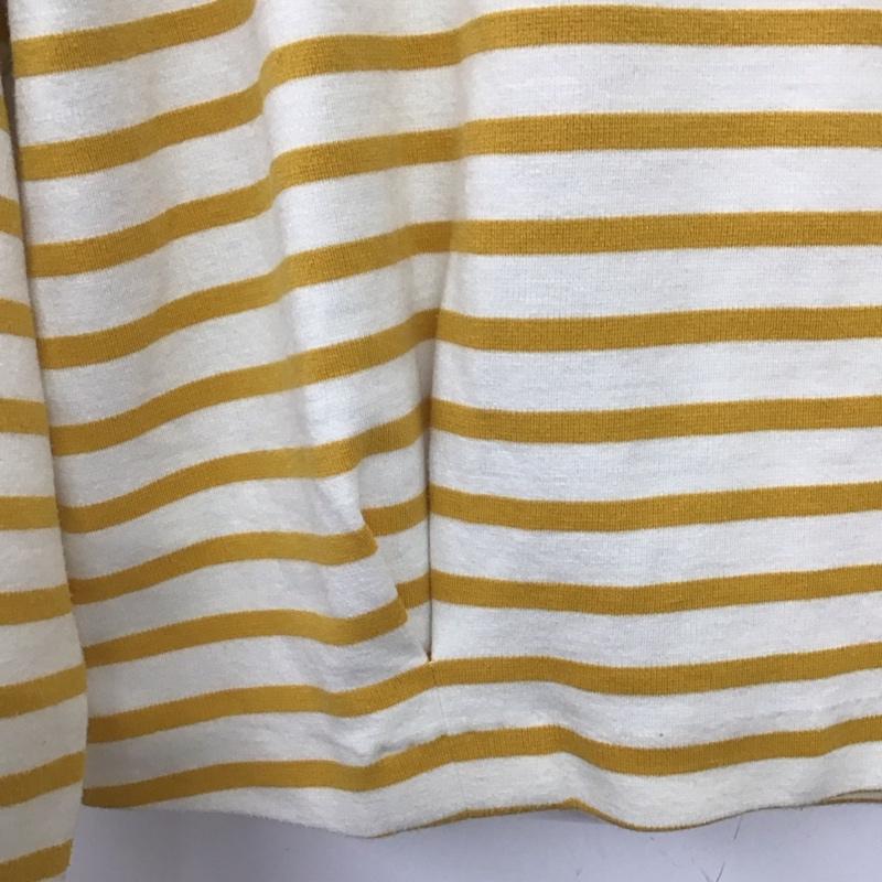 ニコアンド niko and... Tシャツ 七分袖 L ボーダー柄 白 / ホワイト / X 黄 / イエロー /  レディース USED 古着 中古 10141775