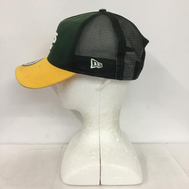 ニューエラ NEW ERA 帽子 キャップ オークランド アスレチックス メッシュキャップ ロゴ、文字 緑 / グリーン / X 黄 / イエロー /  メンズ USED 古着 中古 10150223