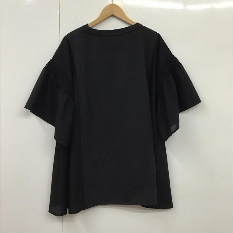 レプシィム LEPSIM カットソー 半袖 LP062439AD 異素材フリルチュニック フリル袖Tシャツ FREE 無地 黒 / ブラック /  レディース USED 古着 中古 10131756