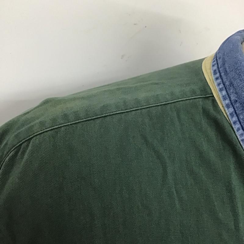 ノーティカ NAUTICA シャツ、ブラウス 長袖 襟デニム コットン ボタンダウン L ワンポイント 緑 / グリーン /  メンズ USED 古着 中古 10123206