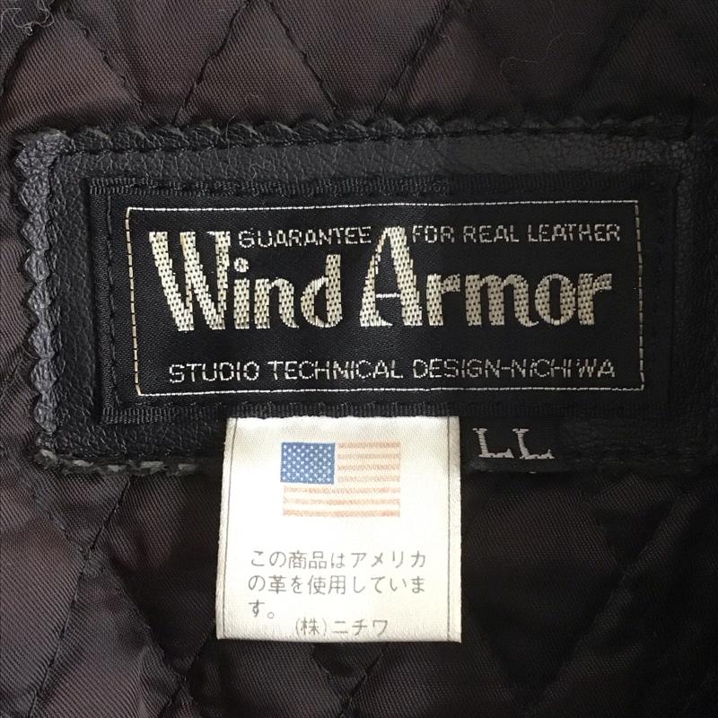 ウインドアーマー WIND ARMOR ジャケット、上着 レザージャケット 牛革 LL 無地 黒 / ブラック /  メンズ USED 古着 中古 10107822