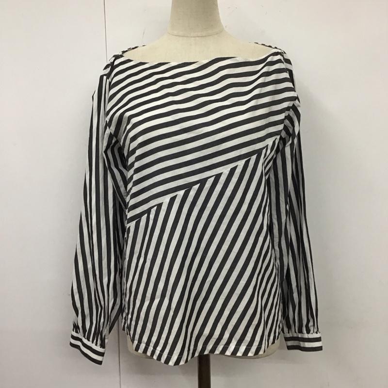 ディーゼル DIESEL カットソー 長袖 コットン シルク混 ボートネック ブラウス XXS ボーダー柄 白 / ホワイト / X 黒 / ブラック /  レディース USED 古着 中古 10110874