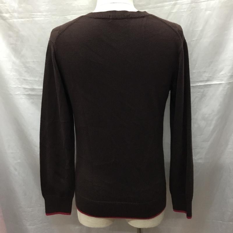 バーバリーブラックレーベル BURBERRY BLACK LABEL ニット、セーター 長袖 Vネック 2 無地 茶 / ブラウン /  メンズ USED 古着 中古 10121819