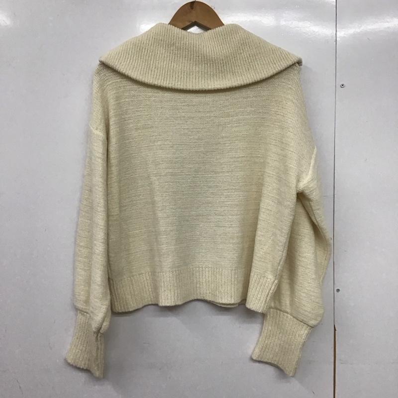 ジーナシス JEANASIS ニット、セーター 長袖 長袖ニット ジップアップ セーラーカラー セーター FREE 無地 アイボリー / アイボリー /  レディース USED 古着 中古 10145432