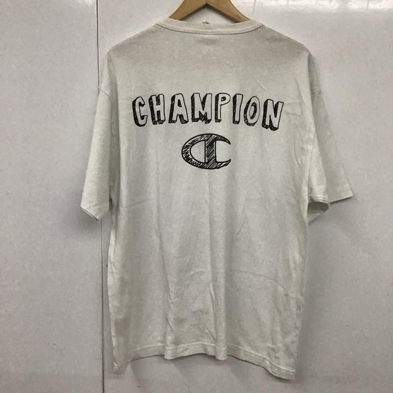 チャンピオン Champion Tシャツ 半袖 C8-V302R プリントTシャツ クルーネックカットソー L ロゴ、文字 白 / ホワイト /  メンズ USED 古着 中古 10130556