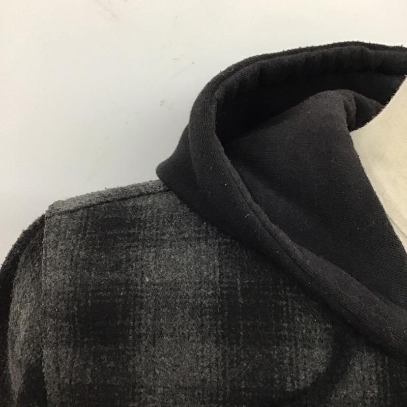 ブルコ BLUCO ジャケット、上着 ジャケット、ブレザー フード付き ワークシャツ 刺繍 L チェック 黒 / ブラック / X 灰 / グレー /  メンズ USED 古着 中古 10115072