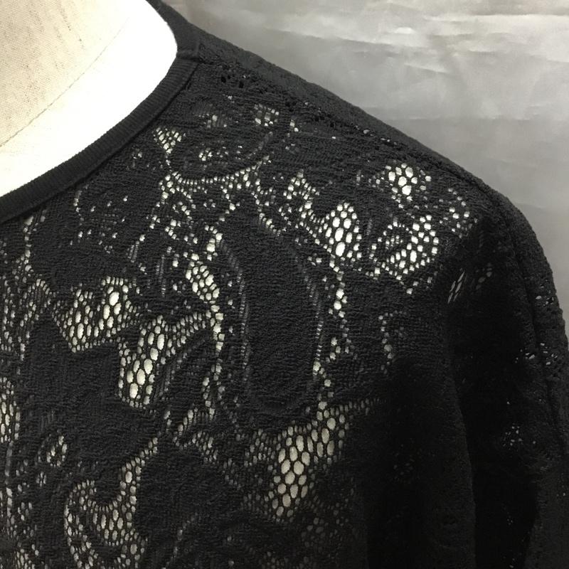 ハレ HARE カットソー 半袖 半袖カットソー プリントTシャツ クルーネックカットソー シースルーカットソー FREE 総柄 黒 / ブラック /  メンズ USED 古着 中古 10120124