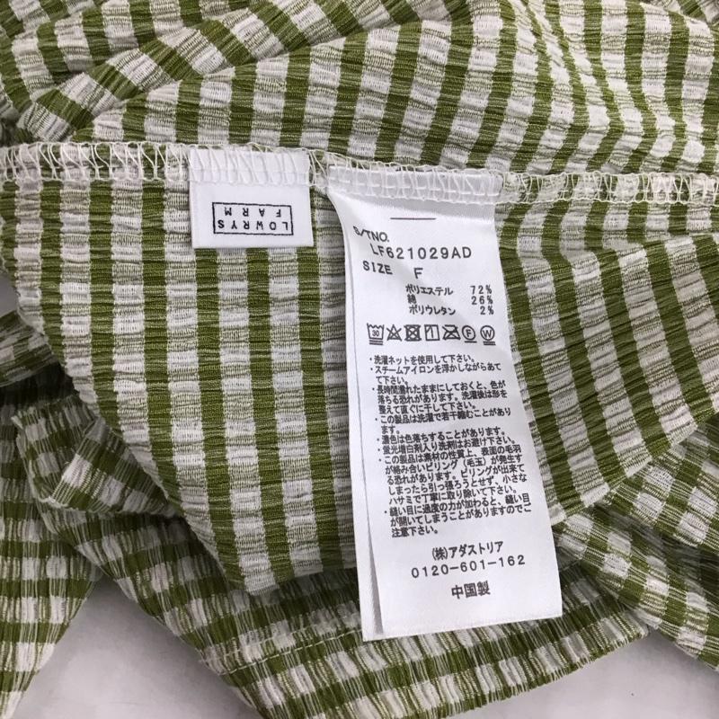 ローリーズファーム LOWRYS FARM カットソー 長袖 LF621029AD ギンガムチェックハイネック 長袖カットソー タートルネック FREE チェック 白 / ホワイト / X 緑 / グリーン /  レディース USED 古着 中古 10110847
