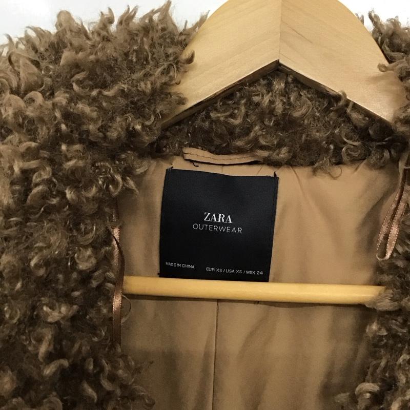 ザラ ZARA コート コート一般 6318 232 707 フェイクファー ボリュームコート XS 無地 茶 / ブラウン /  レディース USED 古着 中古 10133757