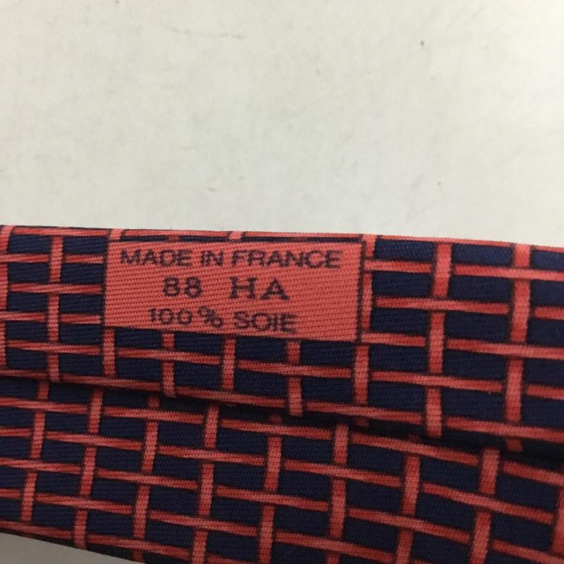 エルメス HERMES ネクタイ ネクタイ シルク 総柄 赤 / レッド / X 紺 / ネイビー /  メンズ USED 古着 中古 10142108