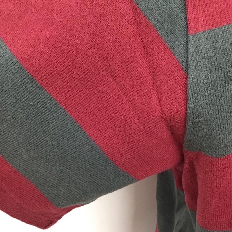 イーブルアクト EVILACT Tシャツ 半袖 胸ポケット クルーネック L ボーダー柄 ボルドー / ボルドー / X ダークグレー / ダークグレー /  メンズ USED 古着 中古 10111198