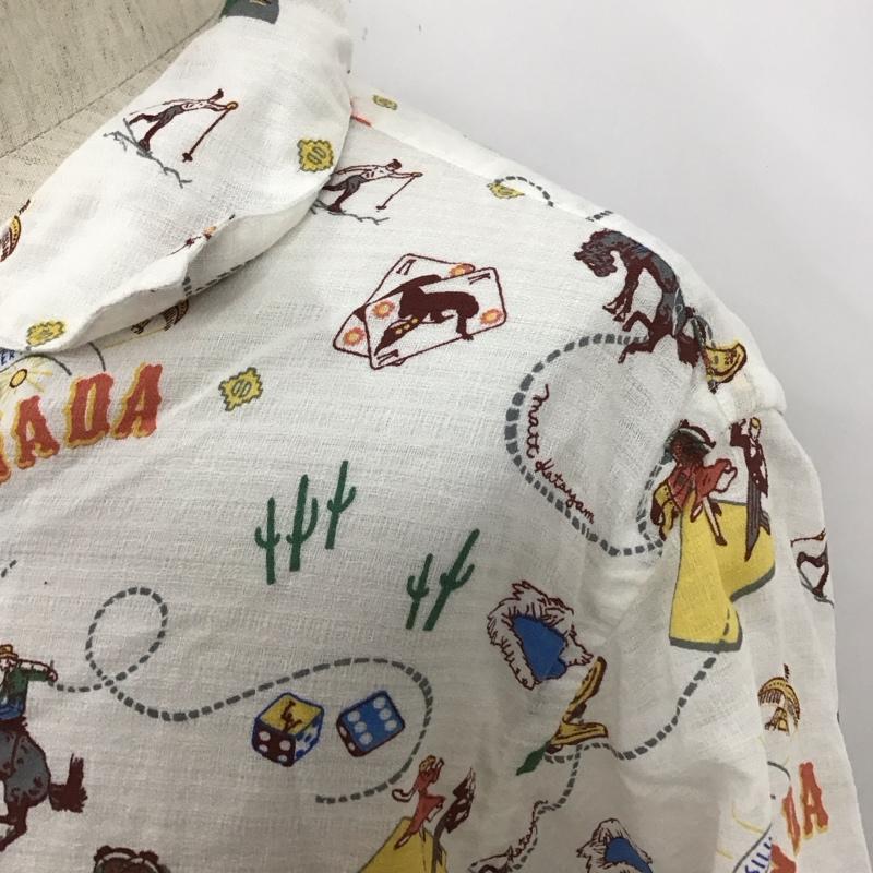 サニースポーツ SUNNY SPORTS シャツ、ブラウス 半袖 半袖シャツ カラーシャツ カジュアルシャツ プリントシャツ XL プリント 白 / ホワイト /  メンズ USED 古着 中古 10111652