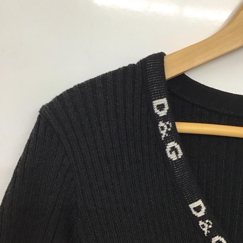 ドルチェアンドガッバーナ DOLCE&GABBANA カーディガン 半袖 半袖ニットカーディガン 前ボタン リブニット ショート丈 ロゴ、文字 黒 / ブラック /  レディース USED 古着 中古 10138795