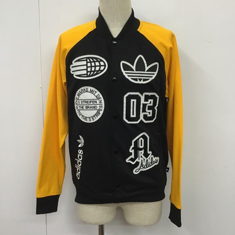 アディダス adidas ジャケット、上着 ジャンパー、ブルゾン S27485 トラック トップ スタジアム ジャケット L 無地 黒 / ブラック / X 黄 / イエロー /  メンズ USED 古着 中古 10106076