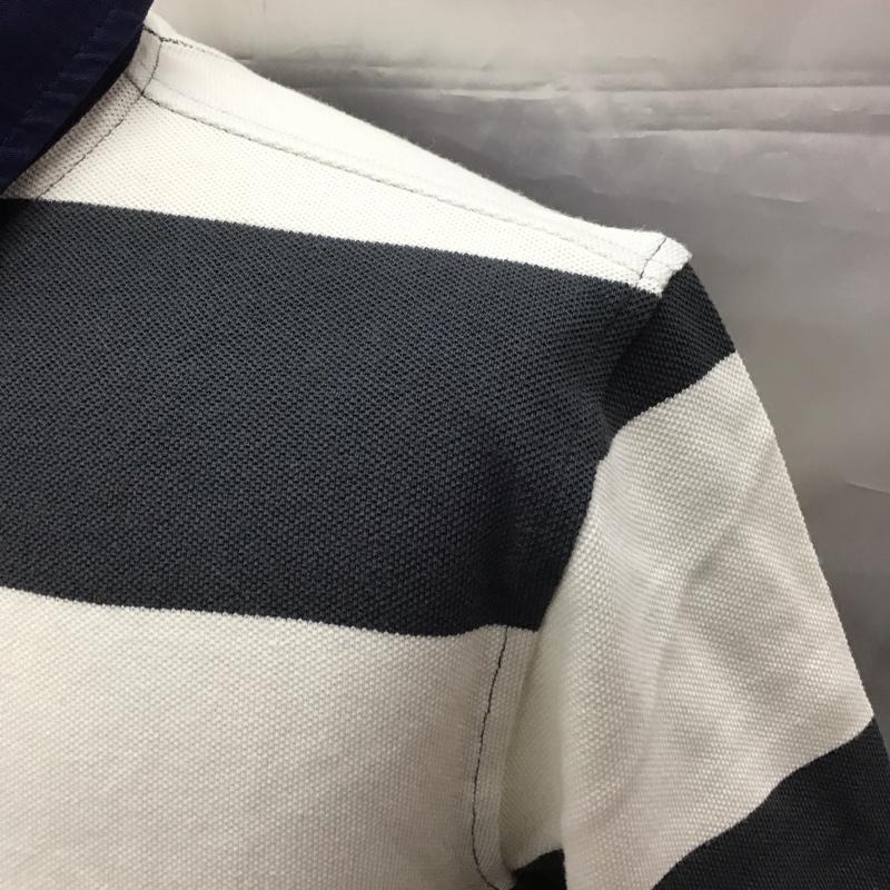 エーグル AIGLE ポロシャツ 半袖 半袖ポロシャツ 半袖カットソー カラーシャツ M ボーダー柄 白 / ホワイト / X 黒 / ブラック /  メンズ USED 古着 中古 10111027