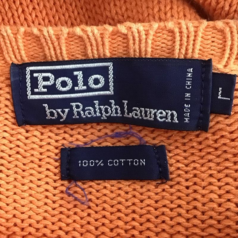 ポロバイラルフローレン Polo by RALPH LAUREN ニット、セーター 長袖 コットンニット クルーネック L プリント 橙 / オレンジ /  メンズ USED 古着 中古 10131338
