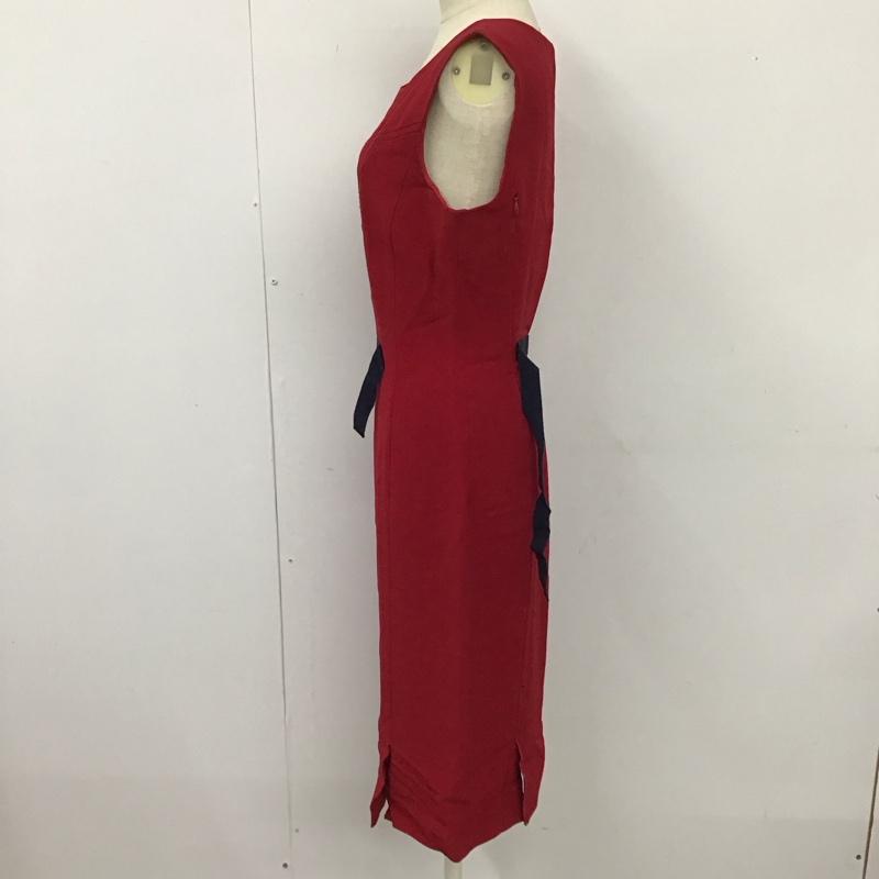 プラダ PRADA ワンピース ひざ丈スカート ノースリーブ 42 無地 えんじ / ワインレッド /  レディース USED 古着 中古 10114442