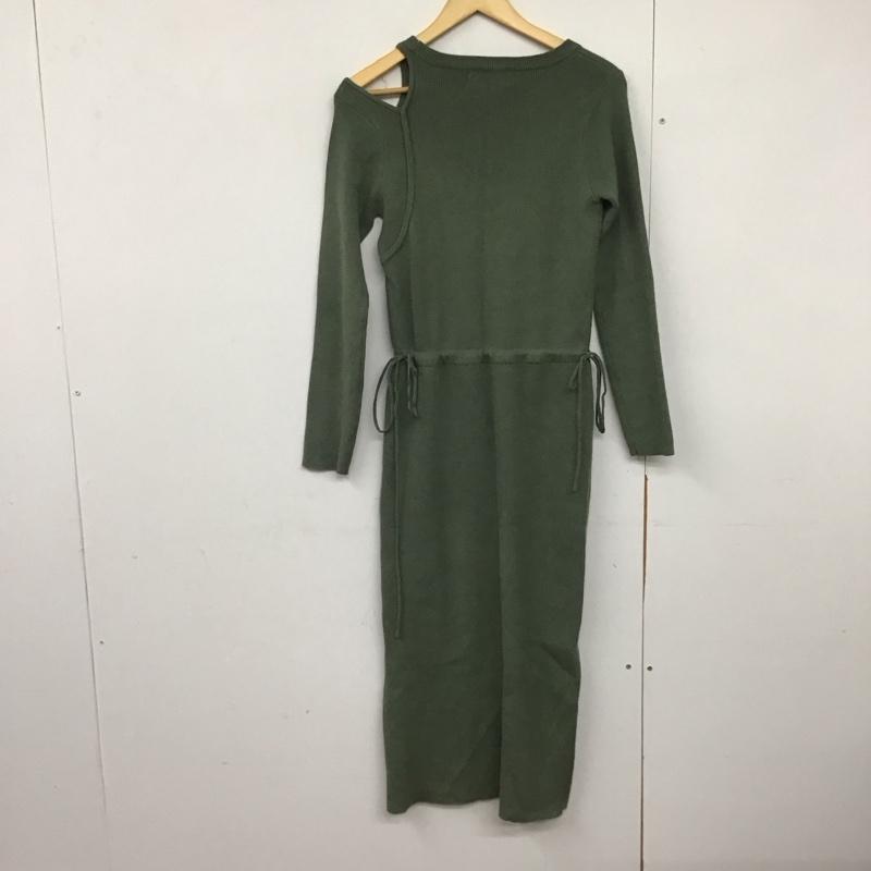 アズールバイマウジー AZUL BY MOUSSY ワンピース ロングスカート 250DSH73-019I SHOULDER SLIT KNIT ONE-PIECE ニットワンピース S 無地 緑 / グリーン /  レディース USED 古着 中古 10142280