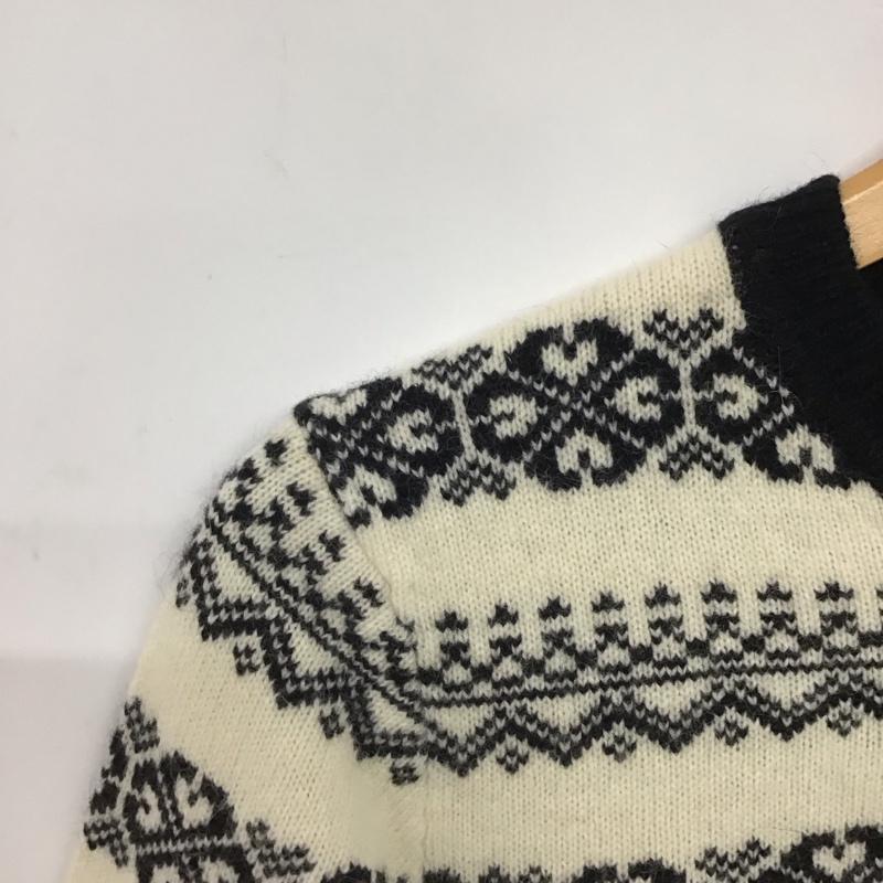 ブルックスブラザーズ BROOKS BROTHERS ニット、セーター 長袖 長袖ニットカットソー クルーネック セーター M プリント 白 / ホワイト / X 黒 / ブラック /  レディース USED 古着 中古 10145089