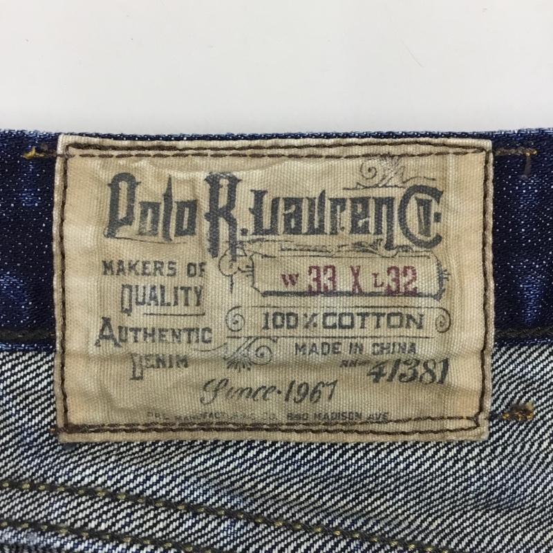 ポロラルフローレン POLO RALPH LAUREN パンツ デニム、ジーンズ 41381 W33 L32 33インチ ダメージ加工 インディゴ / インディゴ /  メンズ USED 古着 中古 10111391