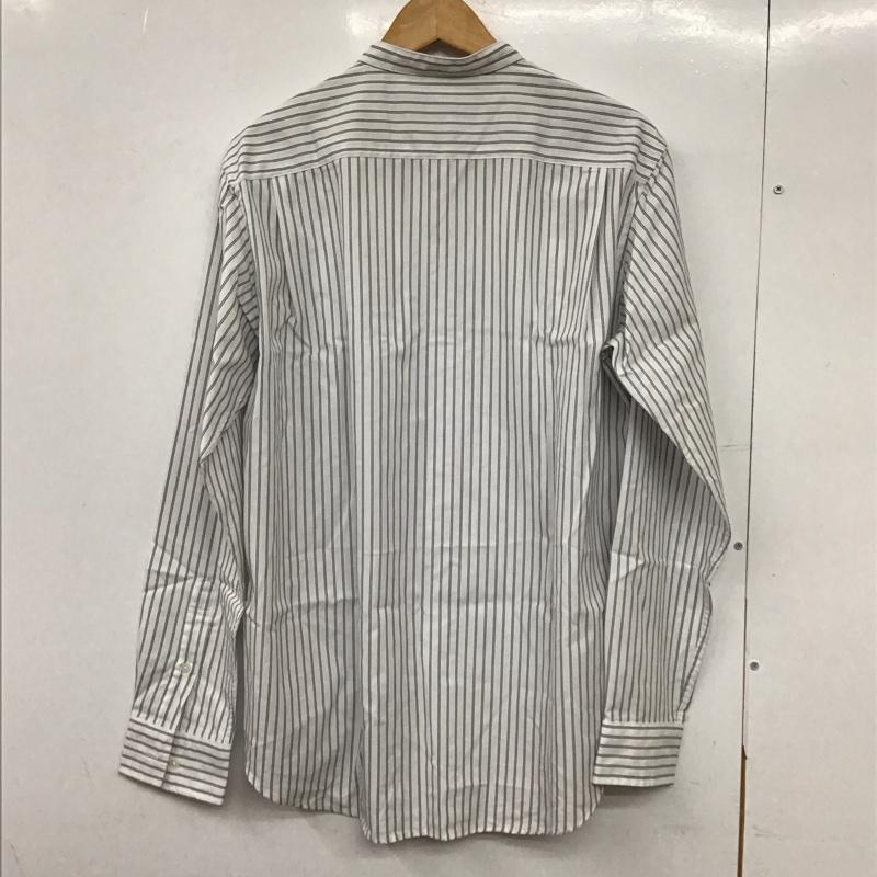 ユナイテッドアローズグリーンレーベルリラクシング UNITED ARROWS green label relaxing シャツ、ブラウス 長袖 長袖シャツ ストライプシャツ ノーカラーシャツ M ストライプ 白 / ホワイト /  メンズ USED 古着 中古 10150727