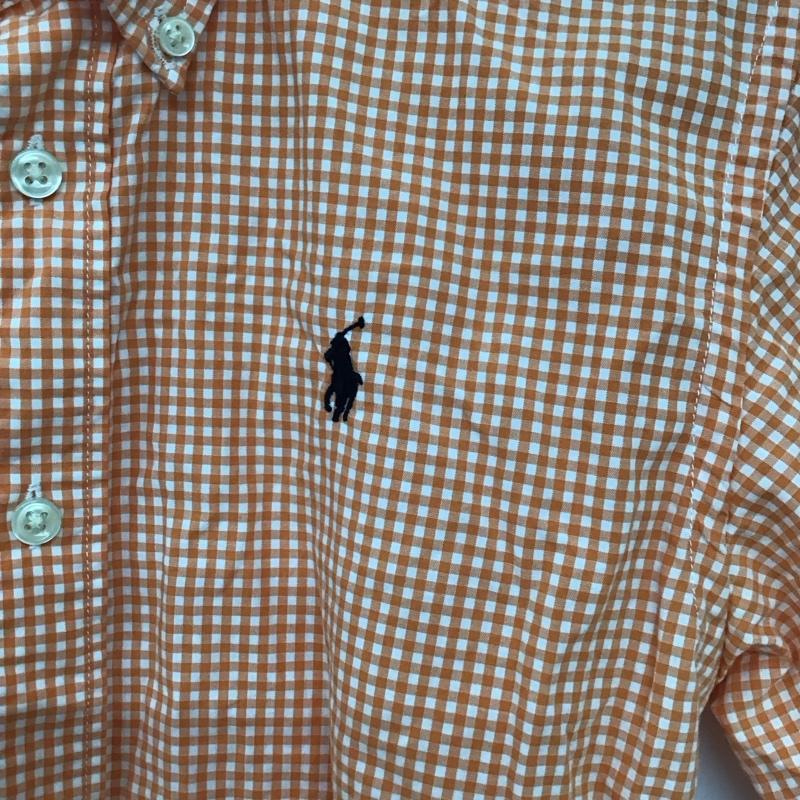 ラルフローレン RALPHLAUREN シャツ、ブラウス 半袖 160cm チェック 白 / ホワイト / X 橙 / オレンジ /  ボーイズ USED 古着 中古 10139921