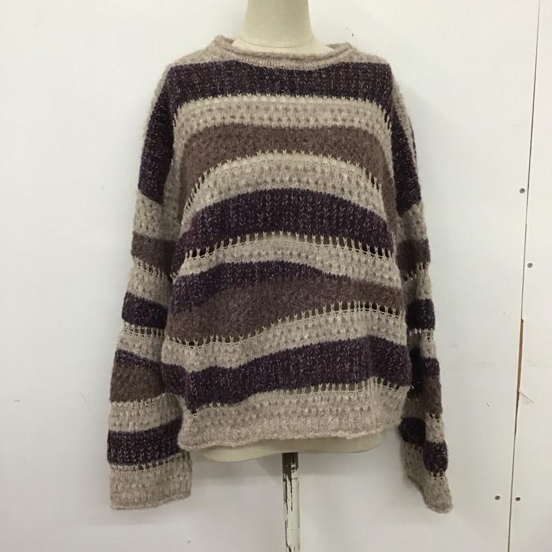 ザラ ZARA ニット、セーター 長袖 長袖ニットカットソー ニット セーター クルーネックニット M ボーダー柄 マルチカラー / マルチカラー /  レディース USED 古着 中古 10124232