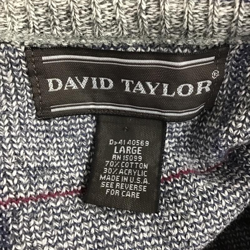 古着 USED ニット、セーター 長袖 長袖ニットカットソー ニット セーター クルーネックニット david taylor L チェック 灰 / グレー /  メンズ USED 古着 中古 10122028