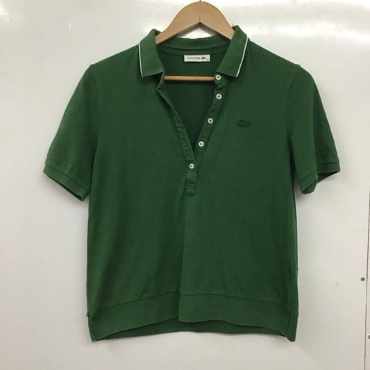 ラコステ LACOSTE ポロシャツ 半袖 半袖ポロシャツ カラーシャツ 半袖カットソー 38 ロゴ、文字 緑 / グリーン /  レディース USED 古着 中古 10136753