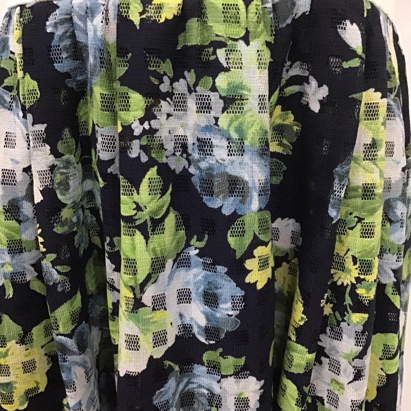 セシルマクビー CECIL McBEE ワンピース ひざ丈スカート 半袖 M 花柄 白 / ホワイト / X 紺 / ネイビー /  レディース USED 古着 中古 10113858