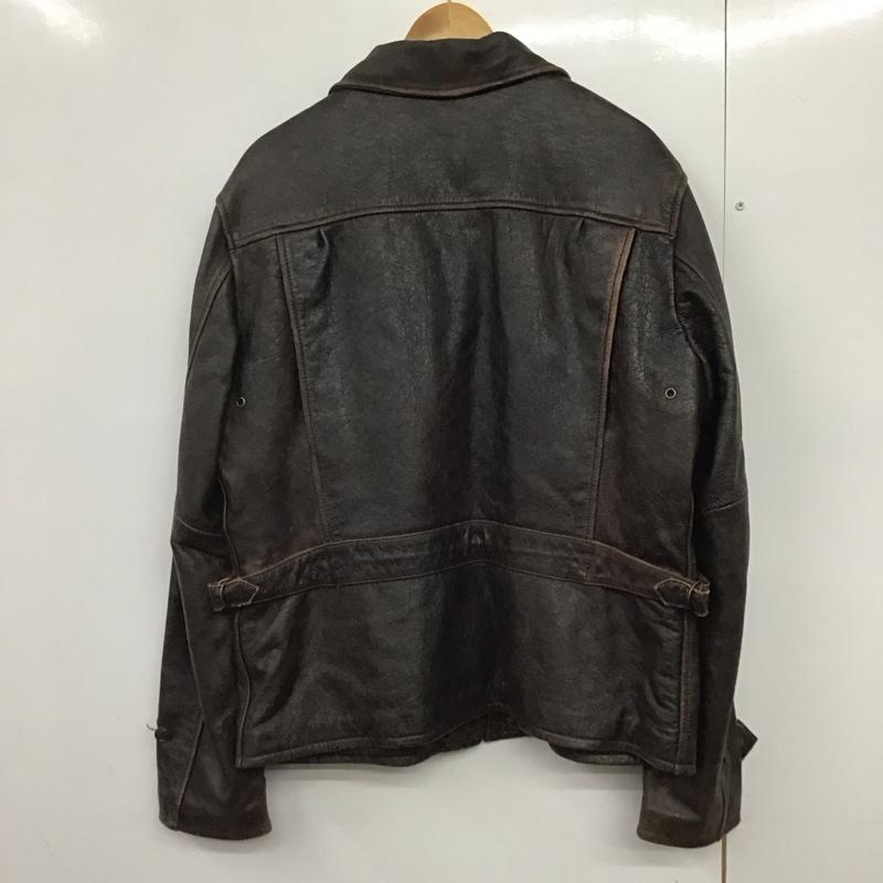 古着 USED ジャケット、上着 ジャンパー、ブルゾン ジップアップジャケット レザージャケット アウター 古着 44 無地 茶 / ブラウン /  メンズ USED 古着 中古 10140785