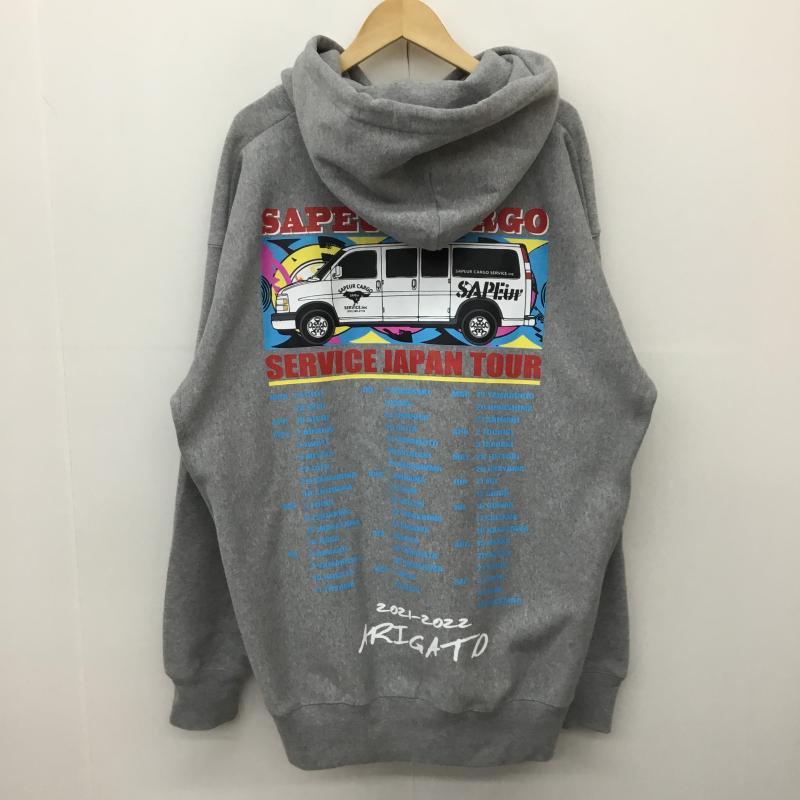 サプール SAPEur パーカー 長袖 XXL ロゴ、文字 X プリント 灰 / グレー /  メンズ USED 古着 中古 10144621