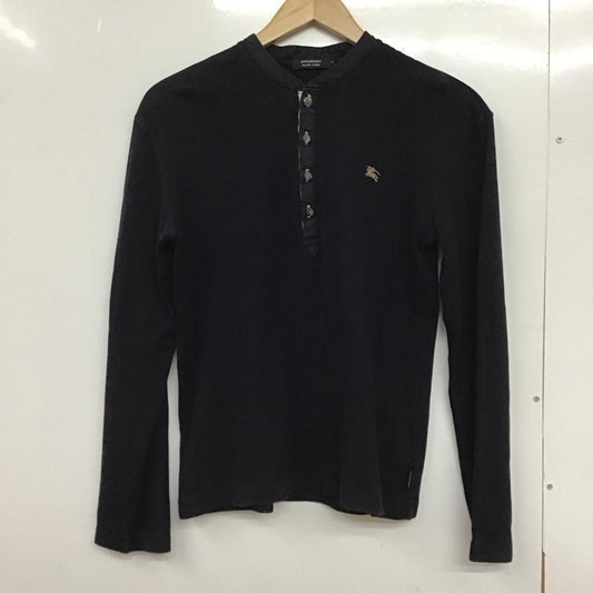 バーバリーブラックレーベル BURBERRY BLACK LABEL カットソー 長袖 長袖カットソー ヘンリーネックカットソー 2 ロゴ、文字 黒 / ブラック /  メンズ USED 古着 中古 10130127