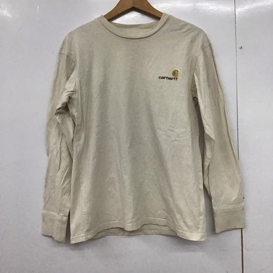 カーハート Carhartt カットソー 長袖 長袖カットソー クルーネックカットソー プリントカットソー XS ロゴ、文字 ベージュ / ベージュ /  メンズ USED 古着 中古 10147012