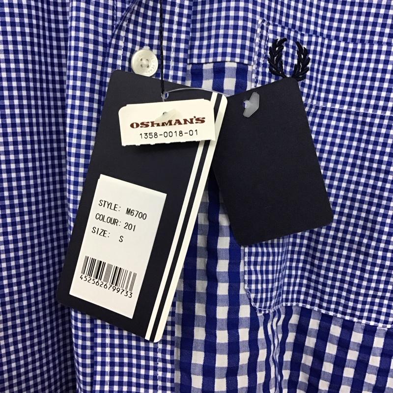 フレッドペリー FRED PERRY シャツ、ブラウス 半袖 半袖シャツ チェックシャツ カラーシャツ S チェック 白 / ホワイト / X 青 / ブルー /  メンズ USED 古着 中古 10130126