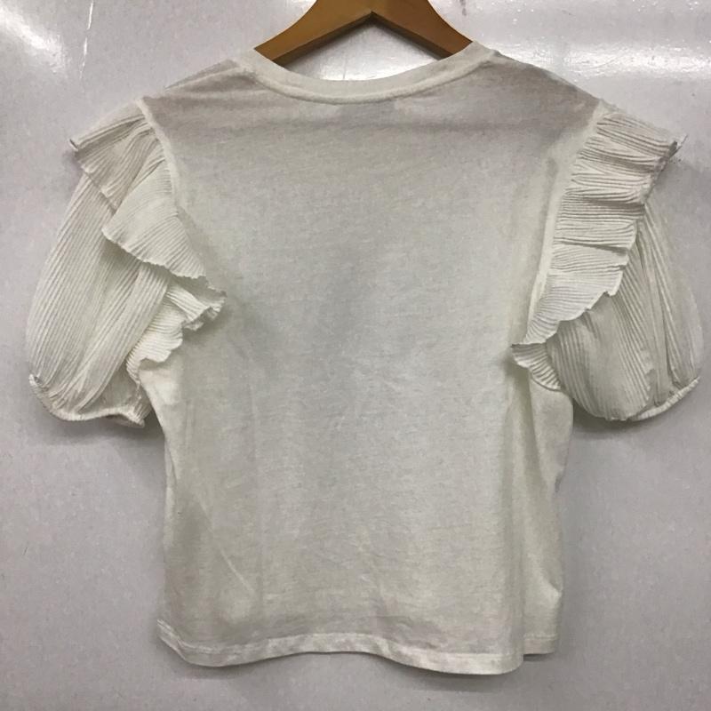 ザラ ZARA カットソー 半袖 0085 378 251 袖プリーツ フリル M 無地 白 / ホワイト /  レディース USED 古着 中古 10139119